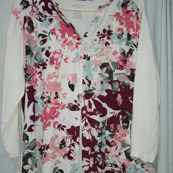 Van Heusen XL Blouse with floral print and plain back - Picture 1 of 2